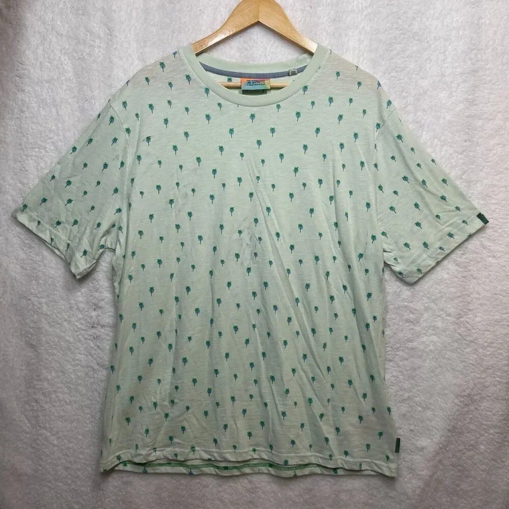 Scotch And Soda Men'S Size XL Palm Tree Graphic T-Shirt Crewneck New Tags‎ Green